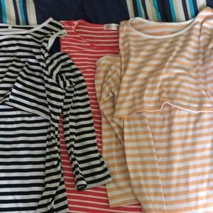 Three striped breastfeeding shirts